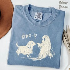 Comfort Colors Retro Boo-p Ghost Dog T-Shirt, Funny Halloween Dog Mom Shirt