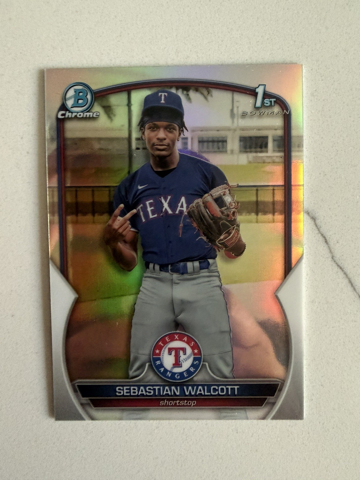 2023 1st Bowman Chrome Refractor Sebastian Walcott /499 #BCP-189 Texas Rangers
