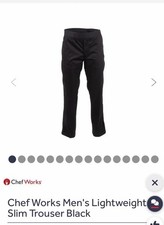 Chef Works - Men’s Lightweight Slim Black Chef Trousers - Large