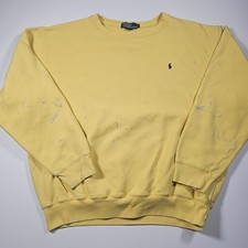 Vintage Polo Ralph Lauren Crewneck Sweatshirt Yellow Paint Splat Men's Large 90s