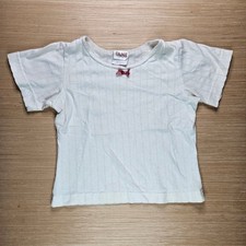 Vintage FAME Clothing Kids White Short Sleeve Top Bow Detail Size 7 Made in USA
