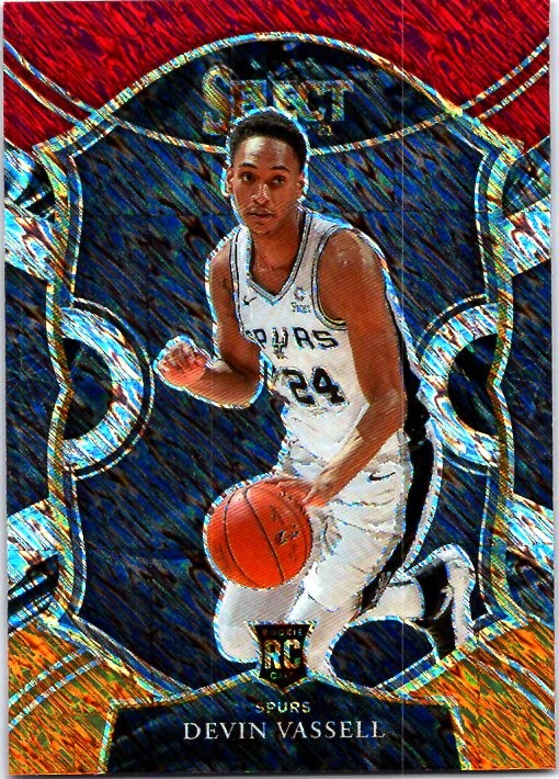 2020-21 Panini Select #71 Devin Vassell Rookie Red White Orange Flash