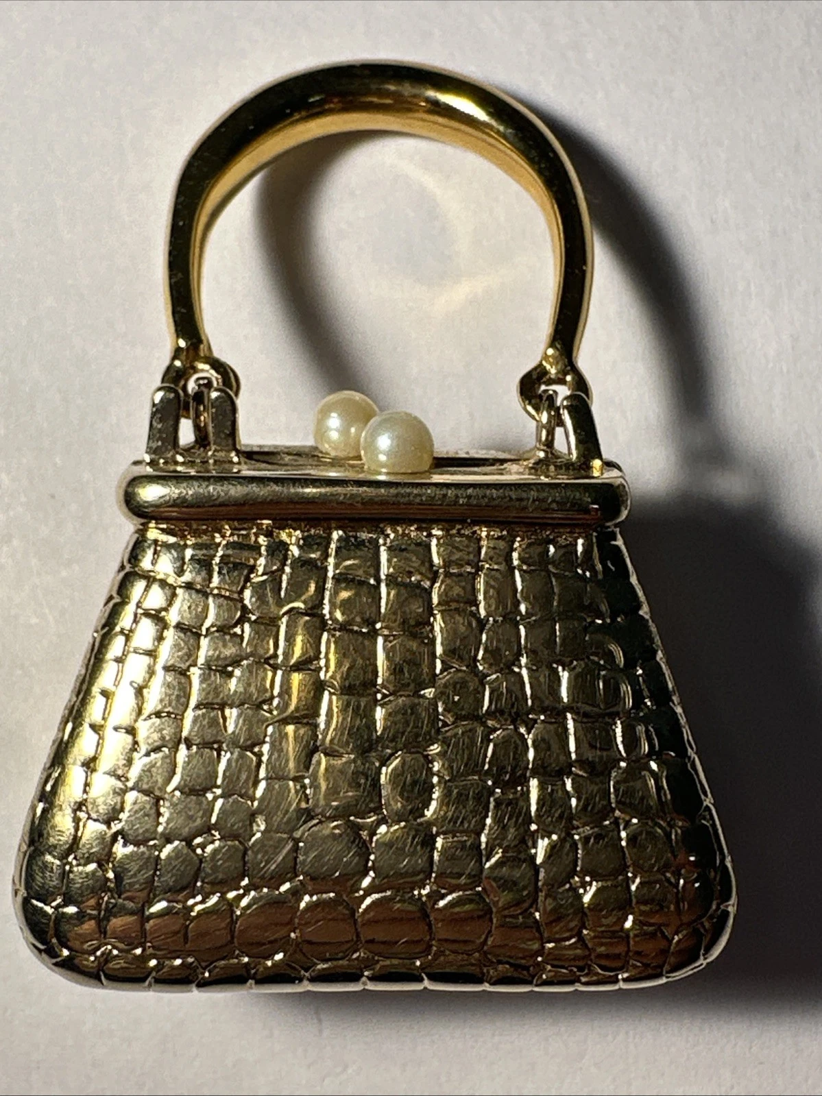 Broche Mini Sac À Main Ouvrable Dorée Bijoux Fantaisie