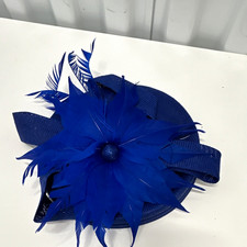 Blue Mesh Feather Flower Fascinator Headpiece Women Wedding Formal One Size