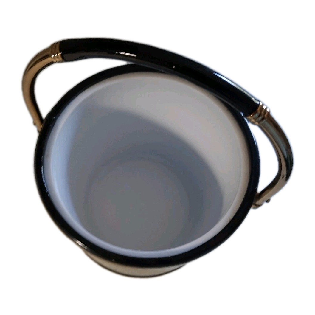 Vintage MCM Shelton Ware Brn Ice Bucket w/Lucite Lid, Handle, Tongs Mid Century