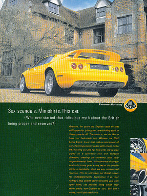 2002 2003 Lotus Esprit V8 - Extreme Motoring - Vintage Advertisement Ad A11-B