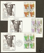 UN NY #312-313 & Geneva 86 - Namibia Set of 3 Artmaster B4FDCs