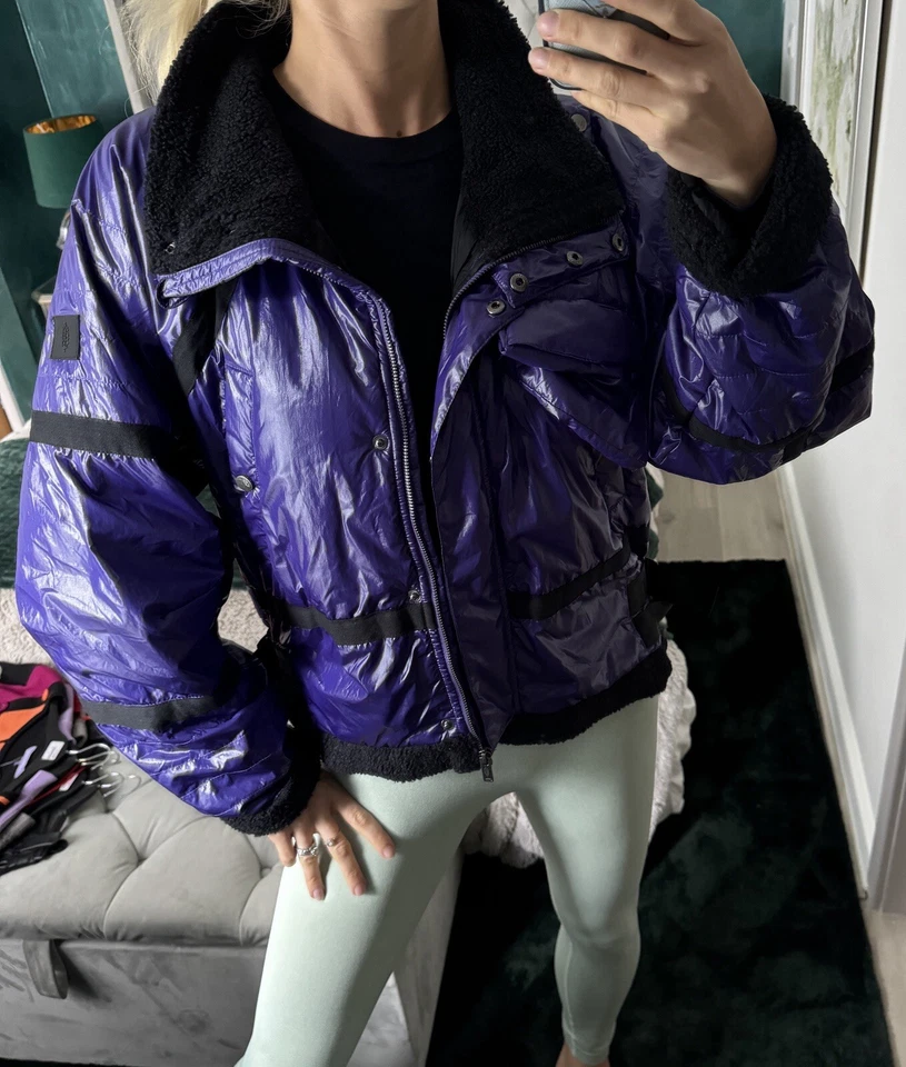 Free People FP Movement Vagabond Fleece Bomber Jacket Purple Small New RRP £248 - Image 2 of 4