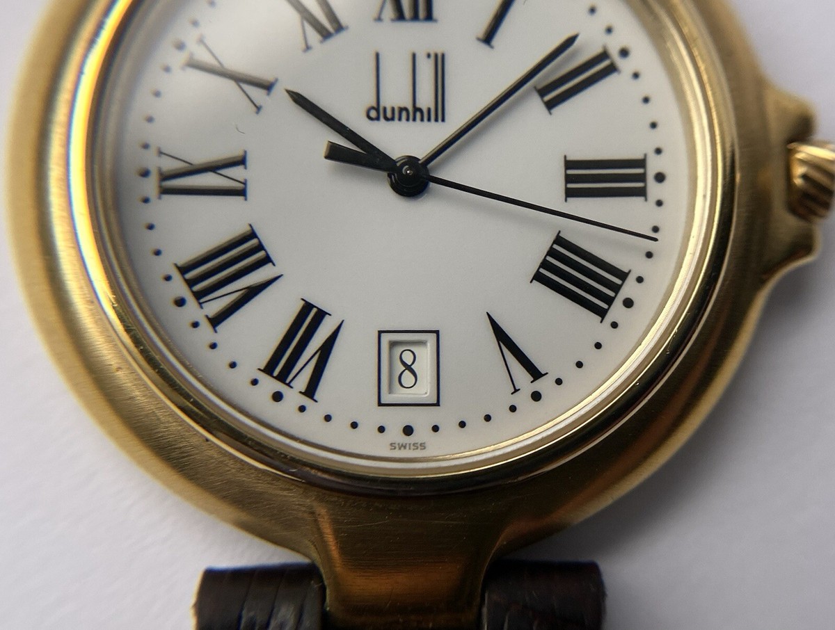 1980s Dunhill Millennium 36mm gold plated watch Roman