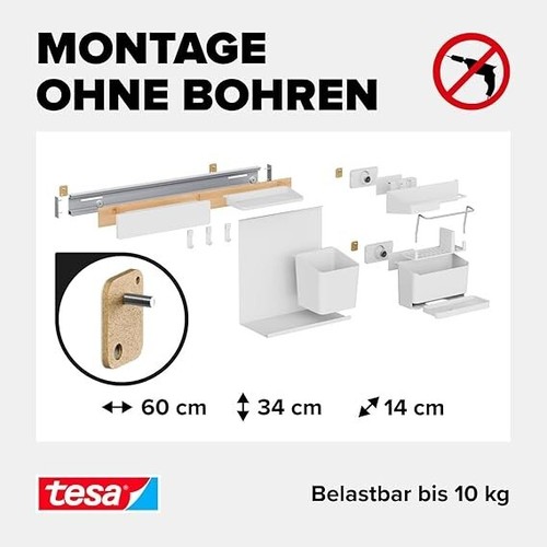 tesa Küchen-Organizer Kombi-Set XL Küchenleiste Wand-Halterung ohne Bohren - Bild 3 von 3