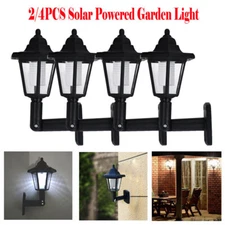 2/4 x Solar Powered Garden LED Light Outdoor Fence Wall Lantern Hexagonal Lamp