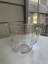 Fire King 2 Cup 500ml #498 Glass Measuring Cup Red Letters Vintage Used
