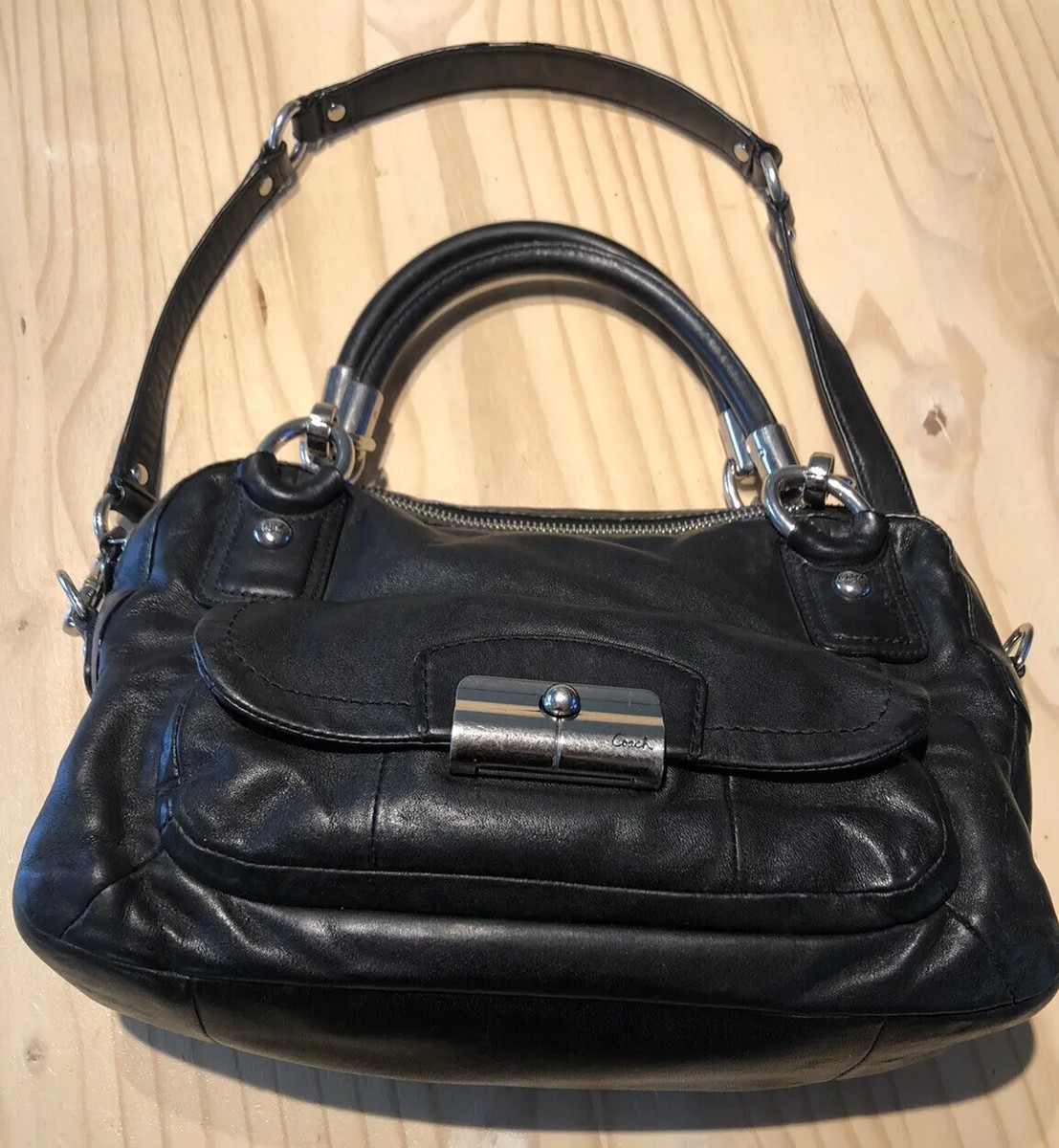 00’s archive coach leather hand bag ブラック Vintage, Original Coach Hand Bag, Genuine Leather. Black