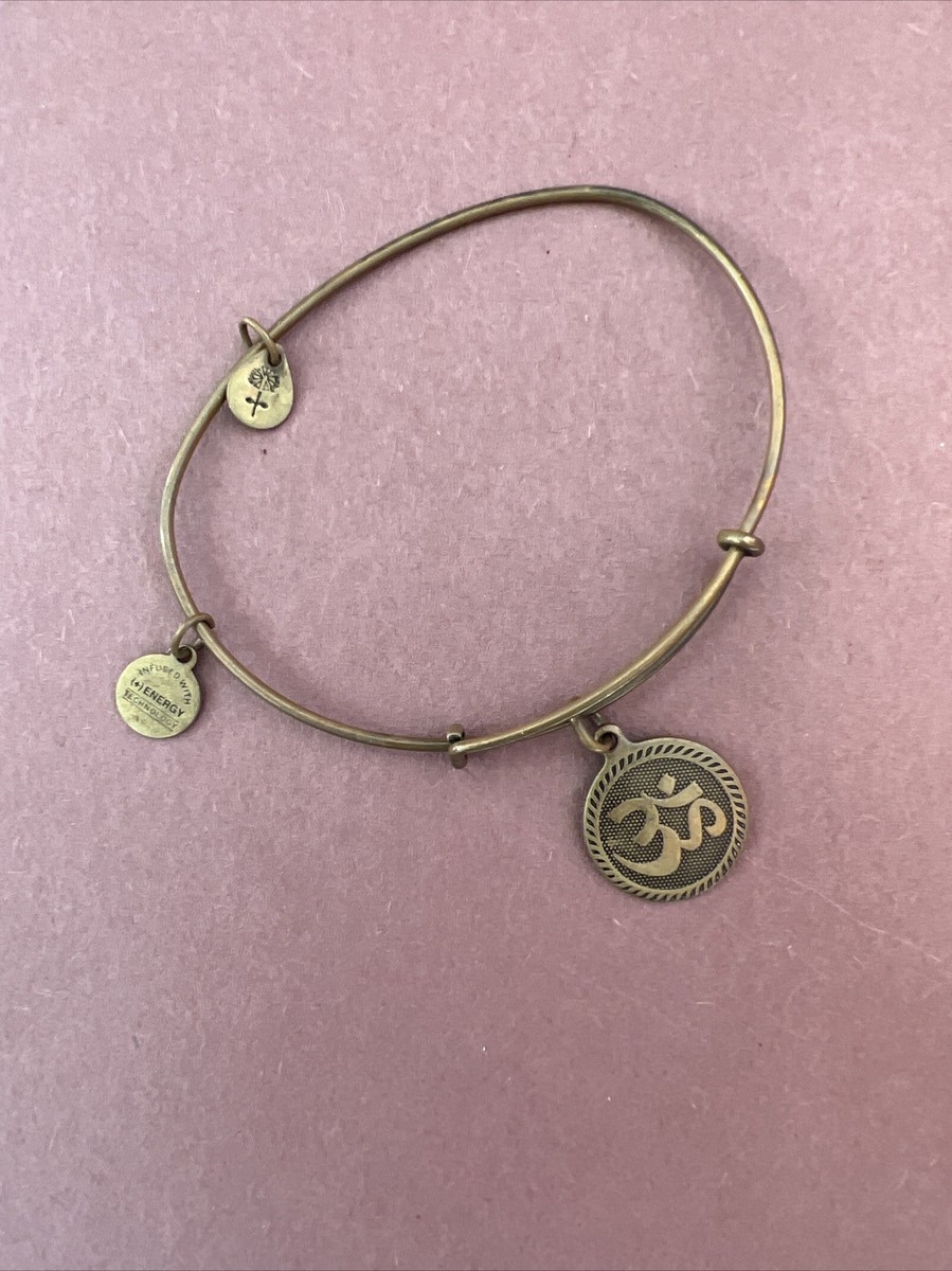 Alex and Ani Rafaelian Gold Tone Expandable Bracelet With OM Charm