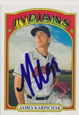 James Karinchak Cleveland Indians Autographed Signed 2021 Topps Heritage #228