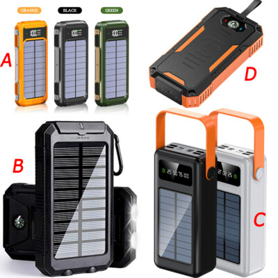 40000mAh Solar Powerbank Externer Batterie Ladegerät Zusatz Akku USB Für Handy
