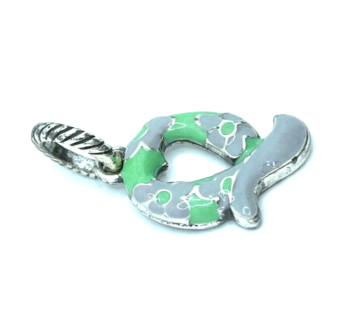 Brighton Letter "Q" Uppercase Lilac Purple Flowers Green Alphabet Silver Charm - Picture 3 of 5