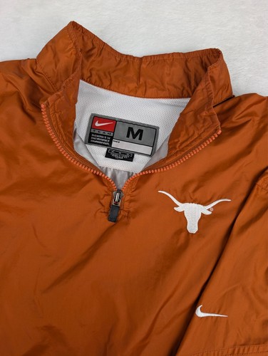 Vtg Texas Longhorns Nike 1/4 Zip Windbreaker Pullover Mens Medium Burnt Orange