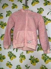 Nike Girl's Sherpa Full Zip Hooded Jacket Coat Light Pink Sz M