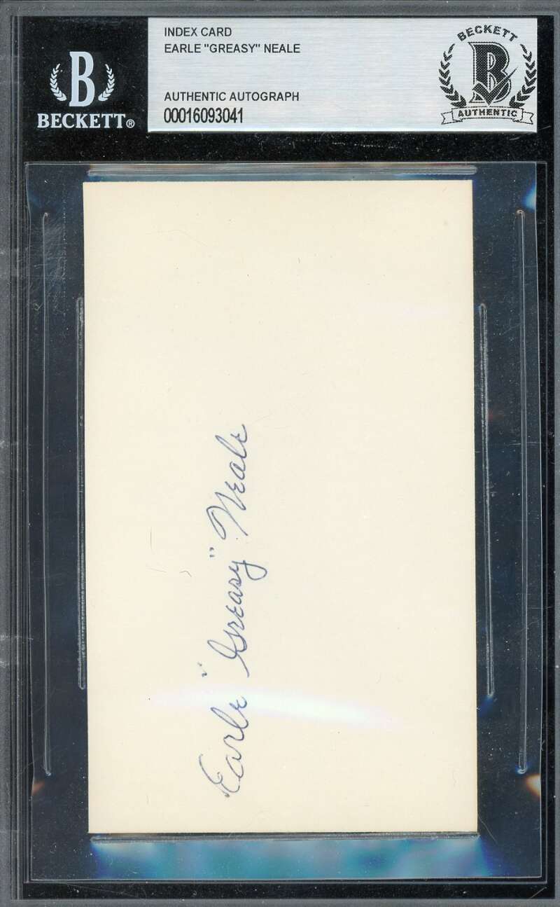 Earle Greasy Neale Beckett BAS Signed 3x5 Index Card Autograph eBay