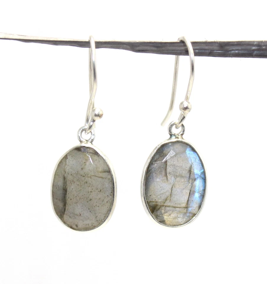 Dangle Earrings 925 Sterling Silver Natural Labradorite Gem Stone Women F362 - Image 3 of 4