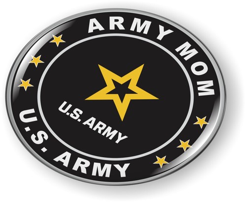 Emblem Car Sticker Badge Chrome ROUND Bezel - U.S. Army Mom - Foto 8 di 17