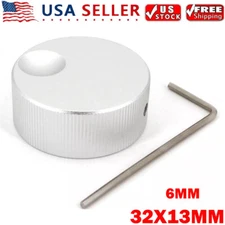 Silver Solid Aluminum 32x13mm Audio Volume Rotary Control Potentiometer Knob HOT