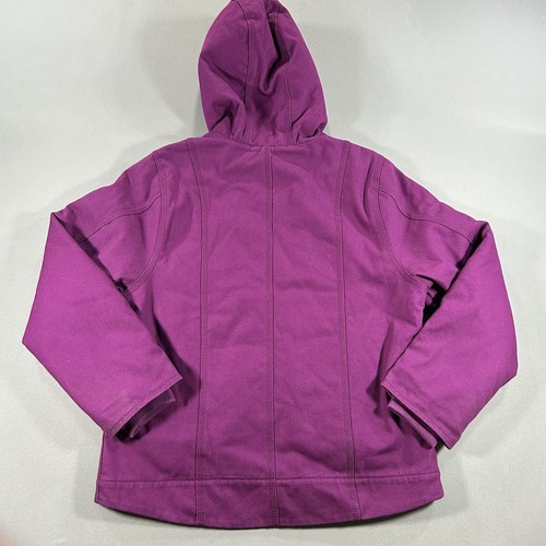 Carhartt Kids Insulated Jacket Purple Canvas Hooded Medium 10-12 - Picture 2 of 8