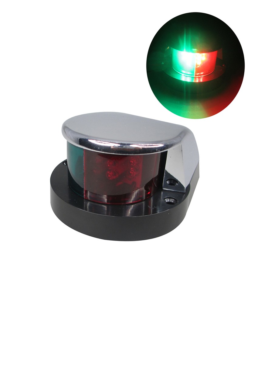 MARINE BOAT LED NAVIGATION LIGHT RED GREEN CHROME PLATED ZINC IP66