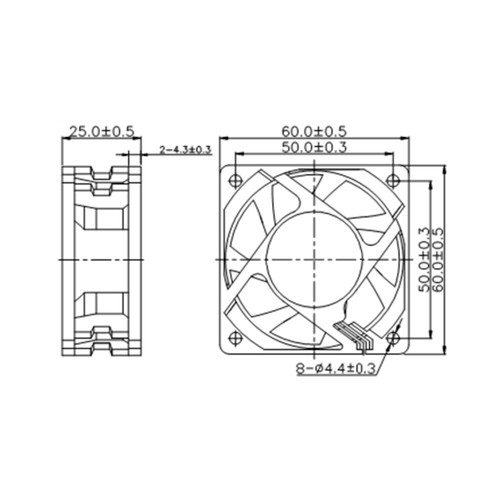 Kleiner Computerlüfter Dalap SAF 24V DC, 60x60x25 mm, 3000 U/min. (4960) - Bild 4 von 4