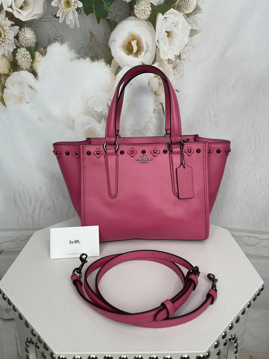 COACH 37707 MINI CROSBY CARRYALL FLORAL RIVETS LEATHER CROSSBODY