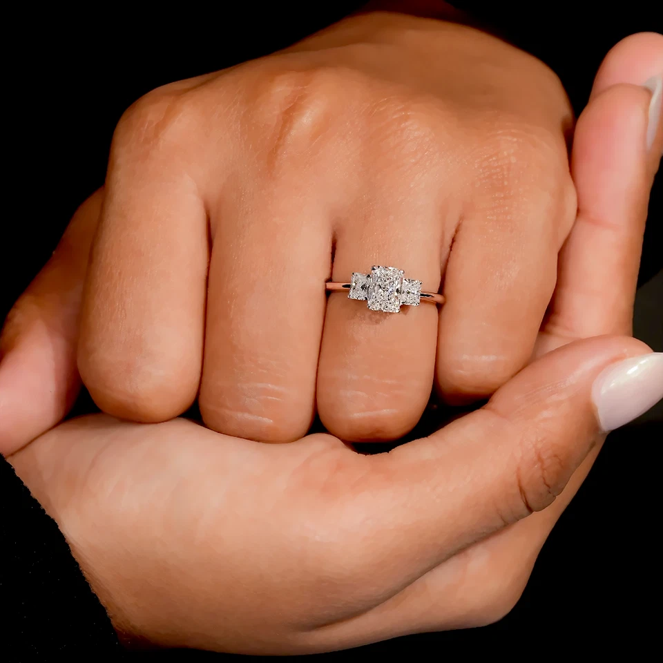 Radiant Cut Platinum Diamond Ring Certified Wedding 2 Carat IGI Lab Grown PT950 - Image 3 of 4