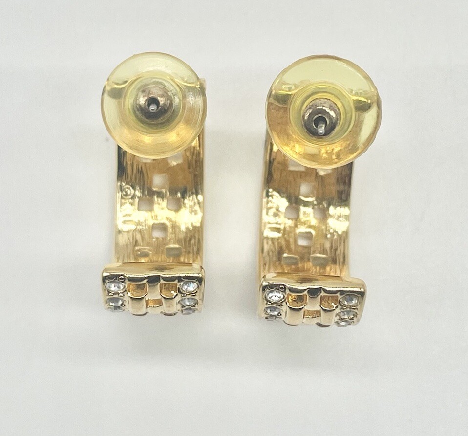 Kenneth J Lane KJL Gold Tone Crystal Hoop Earrings - image 4