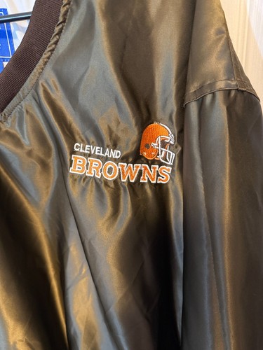 Vintage Cleveland Browns Jacket Mens XL Brown Starter Satin Pullover NFL 90s - Picture 2 of 5