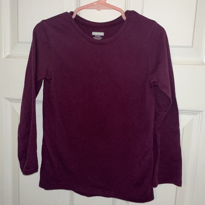 Garanimals Plum Long-sleeve Tee - Girls Size 5T - Basic layering shirt - GUC 