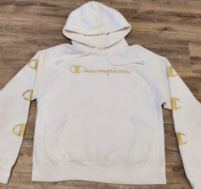White And Gold Champion Hoodie Champion Reverse Weave Hoodie Mens