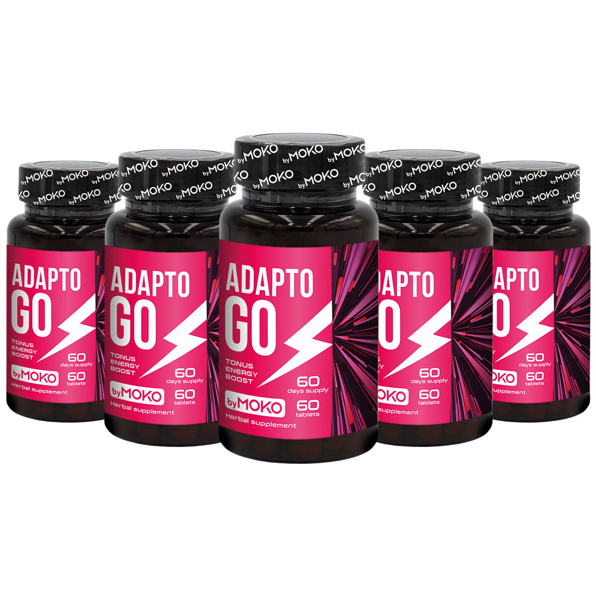 AdaptoGO Leuzea Rhodiola Rosea Ginseng Testosterona Booster Energy 5 x 60 pestañas