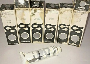 Vtg Speedball Ink Block Printing SILVER Water Soluble 6-37cc Tube USA Craft Art