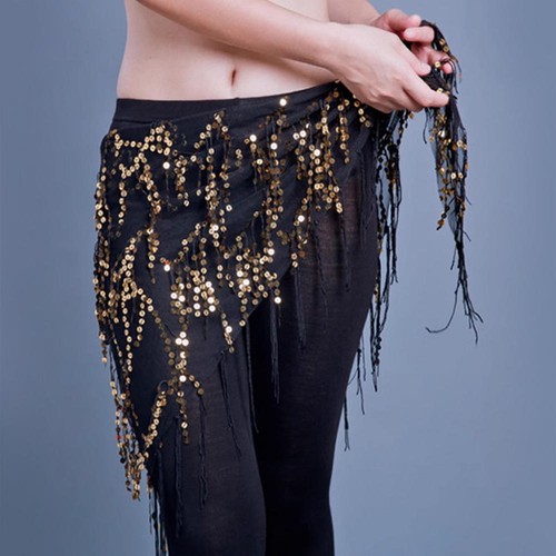 Belly Dance Waist Chain Sequin Tassel Triangle Scarf Dance Performance Hip Scarf