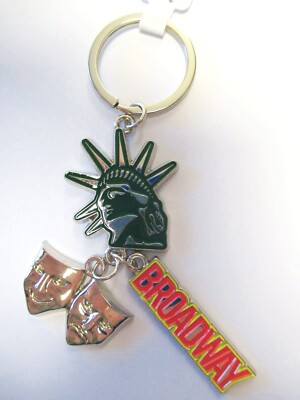 New York Schlüsselanhänger 3 Charms Metall keyring Broadway Theater