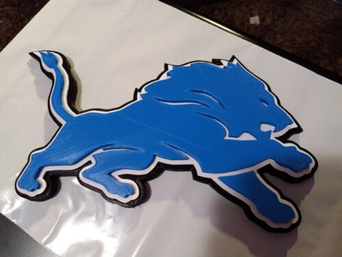 8 Inch NFL Detroit Lions 3D Logo Sign/wall mount 3D Printed Man Cave NFL - Picture 1 of 5