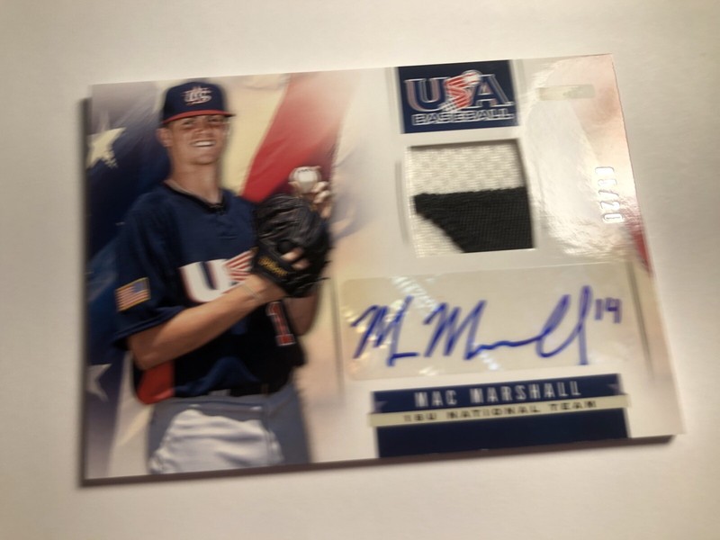 2013 Panini USA Baseball Game Used Jersey Auto Mac Marshall /20
