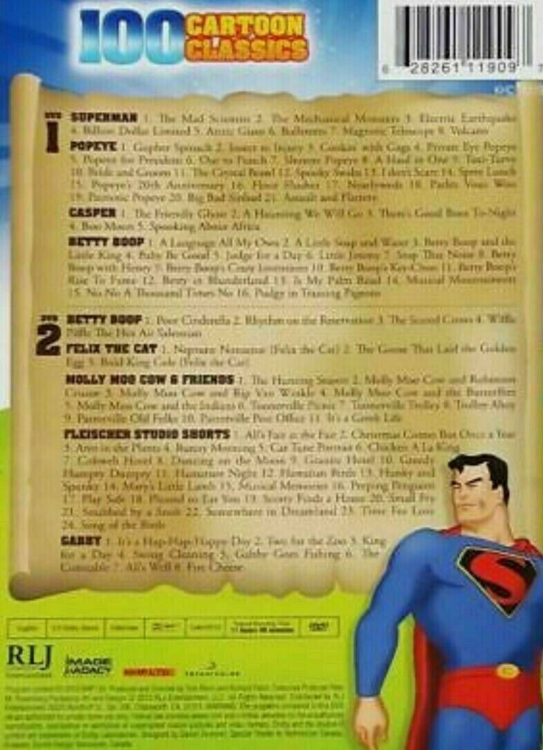 100 Cartoon Classics Dvd 10 Over 11 Hours Digitally Restored Color Sound Ebay