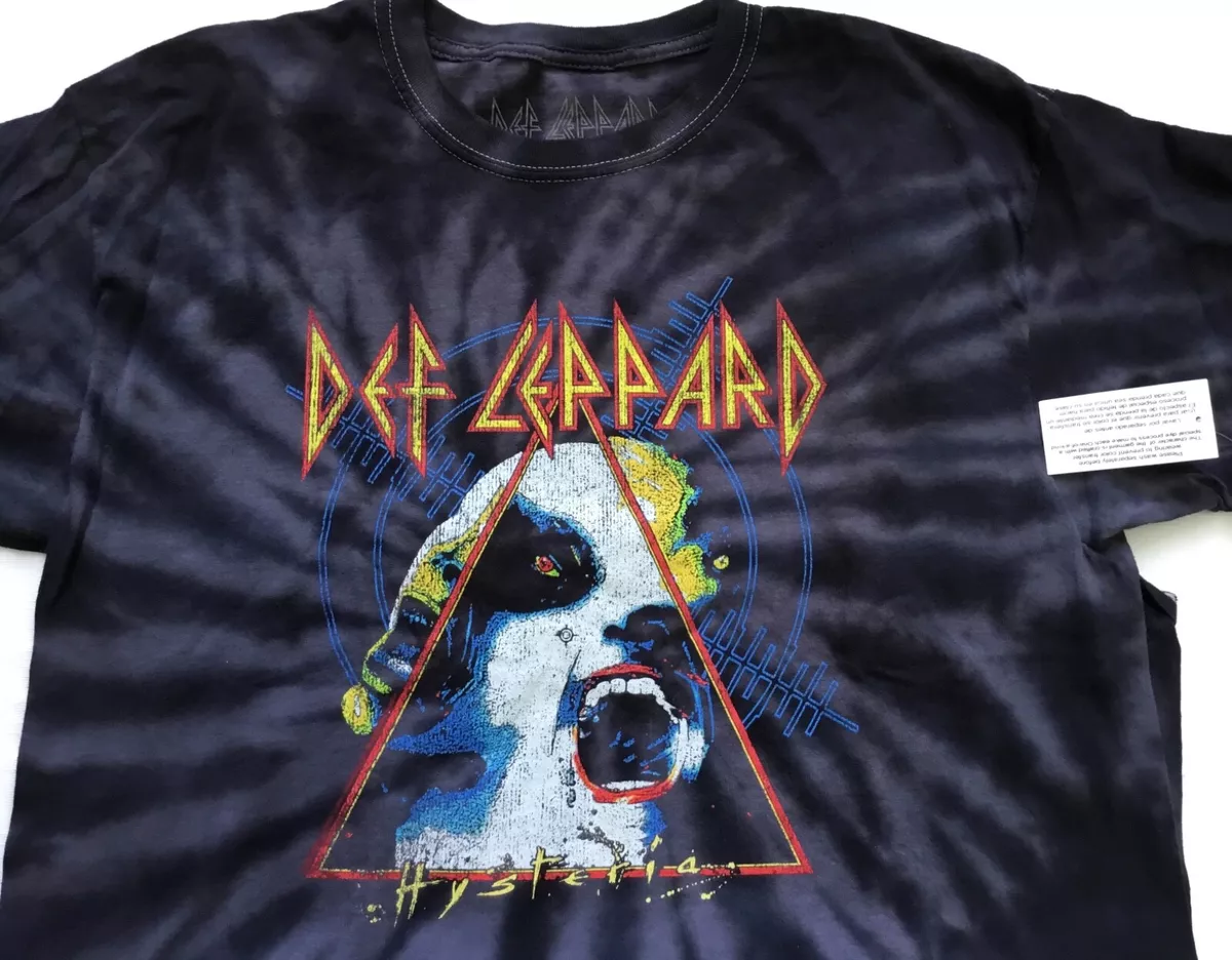 NEW Def Leppard Hysteria Mens Black Gray Tie Dye T Shirt Large or Extra Large
