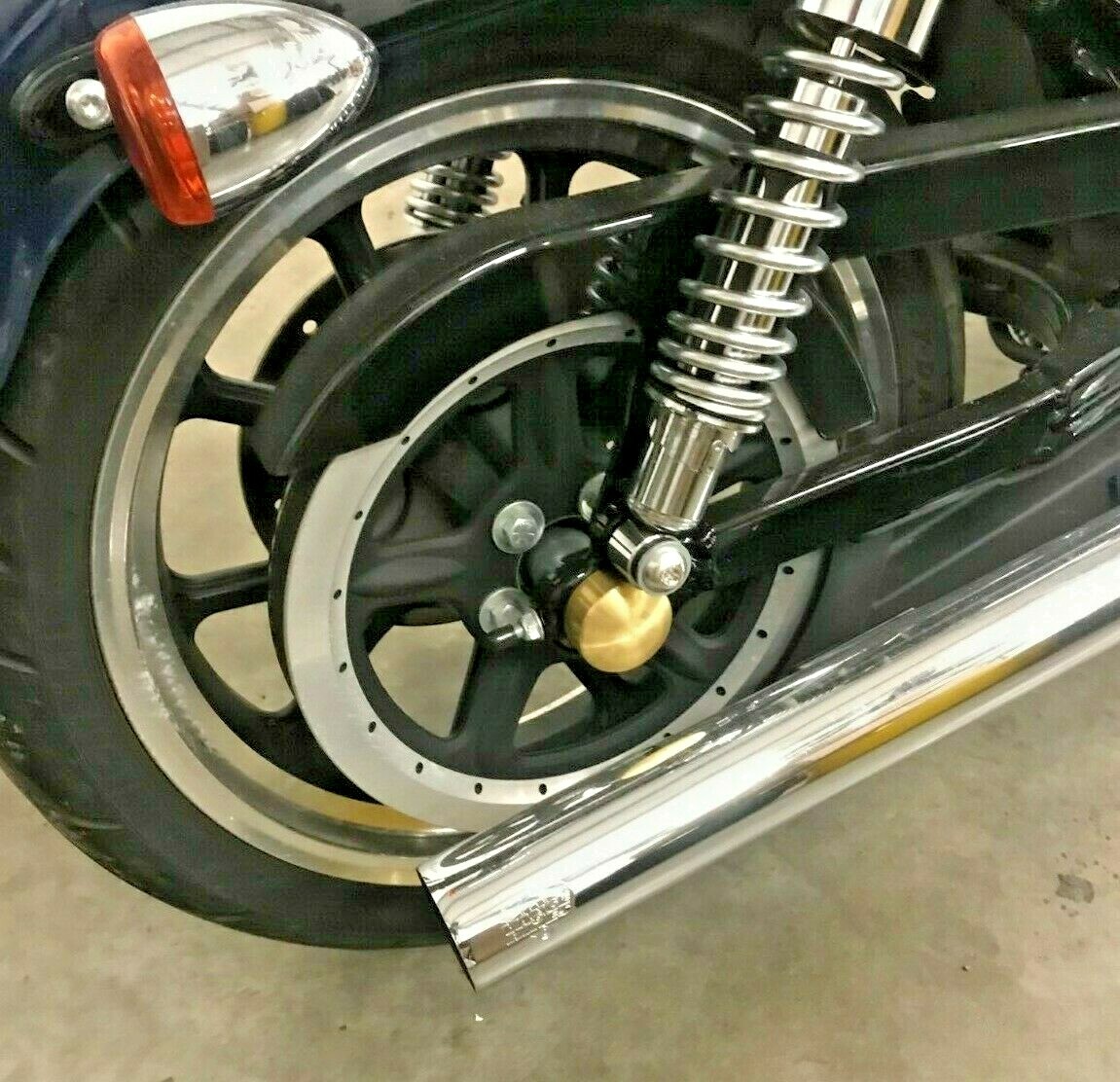 REAR BRASS AXLE COVERS Harley SOFTAIL SPORTSTER DYNA Domed chopper