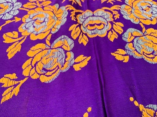 1950s Vintage Taj Mahal WWII Silk Stain Piano Shawl Woman Floral Scarf 106x106cm - Picture 10 of 12