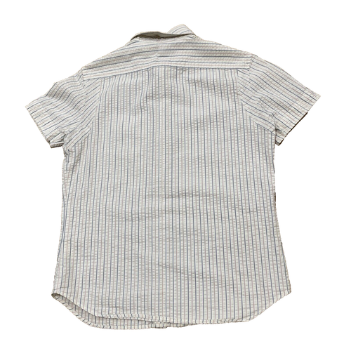 DIESEL Shirt Men L Seersucker White Preppy Red Blue American Stripe Button Camp - Picture 11 of 24