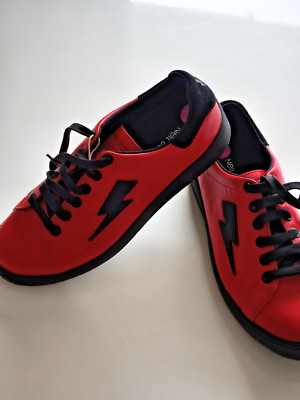Neil Barrett Damen  Leder Sneaker  Schnürschuhe 38 Rot Neu mit Etikett