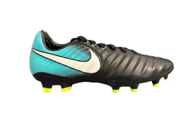 Nike Tiempo Legacy III FG Soccer Cleats Womens Size 7.5  897803-002 Black/Aqua