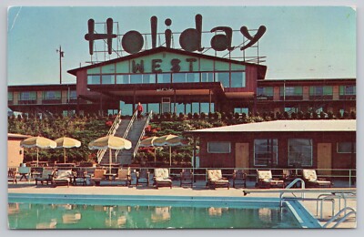 Holiday West Pool Stairs Pennsylvania Turnpike PA Chrome Postcard Vtg Unposted